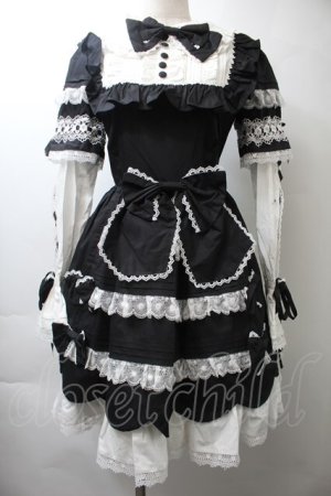 画像: AND ROMEO / リボンレース豪華ワンピース  黒ｘ白 S-25-10-26-043-LO-OP-HR-ZS