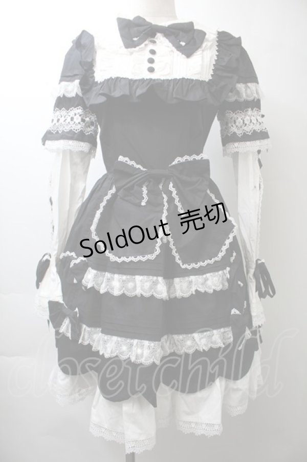画像1: AND ROMEO / リボンレース豪華ワンピース  黒ｘ白 S-25-10-26-043-LO-OP-HR-ZS (1)