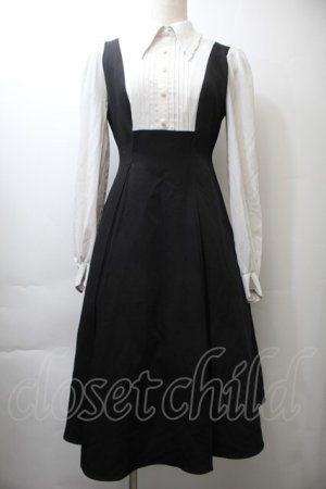 画像: EAT ME / ピンタックブラウスレイヤードワンピース  黒ｘ白 S-25-10-26-044-LO-OP-AS-ZS