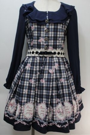 画像: LIZ LISA / チェックローズワンピース  紺 S-25-10-27-021-LO-OP-HR-ZS