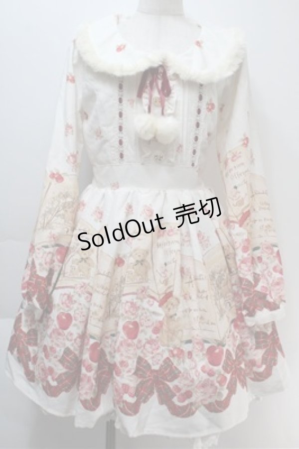 画像1: LIZ LISA / テディベアブック柄ワンピース  オフｘ赤 S-25-10-27-024-LO-OP-AS-ZS (1)