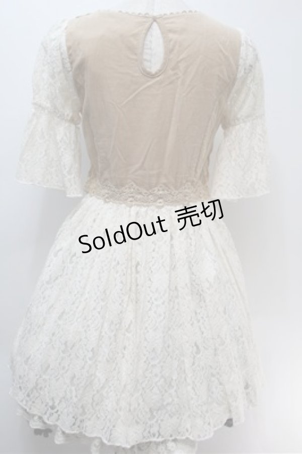 画像2: LIZ LISA / レイヤードデザインワンピース  オフｘベージュ S-25-10-27-029-LO-OP-AS-ZS (2)