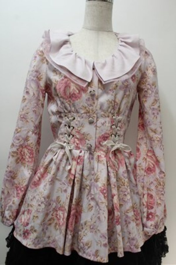 画像1: LIZ LISA / ローズ柄レースアップワンピース  ラベンダー S-25-10-27-037-LO-OP-HR-ZS (1)