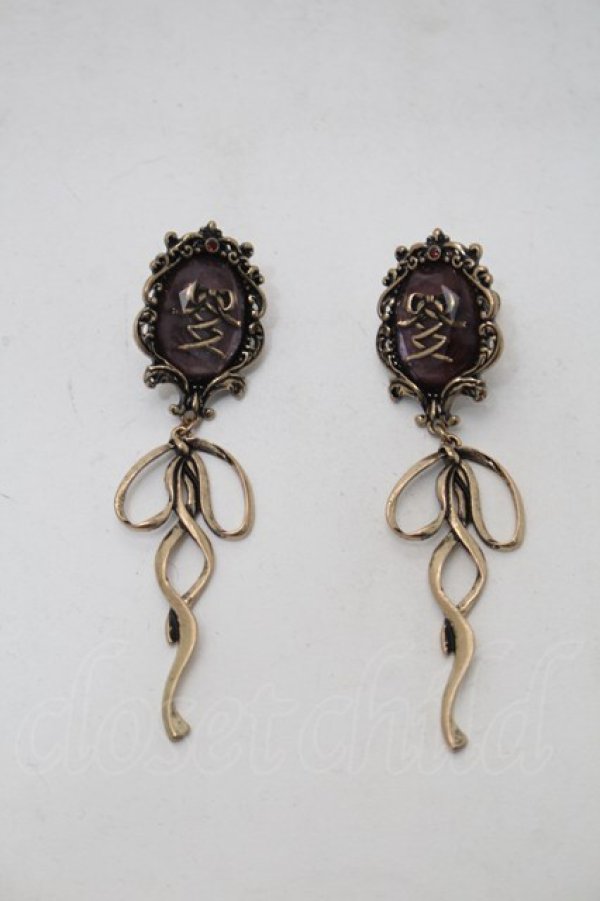 画像1: axes femme / 額縁リボンイヤリング  アンティークゴールド S-25-10-29-001-AX-AC-AS-ZS (1)