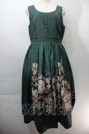 画像: axes femme NOSTALGIE / 薔薇パネル柄ジャンスカ  グリーン S-25-10-29-045-AX-OP-AS-ZS