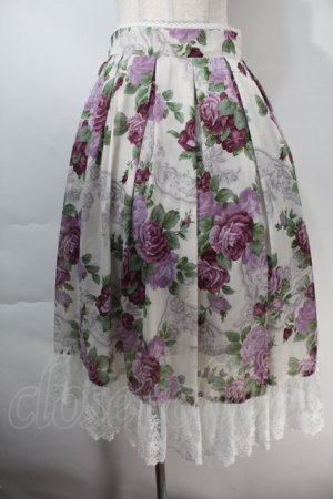 画像: axes femme / ラフィネローズ柄タックスカート  オフｘ紫 S-25-10-29-048-AX-SK-AS-ZS