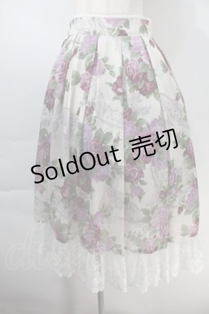 画像: axes femme / ラフィネローズ柄タックスカート  オフｘ紫 S-25-10-29-048-AX-SK-AS-ZS