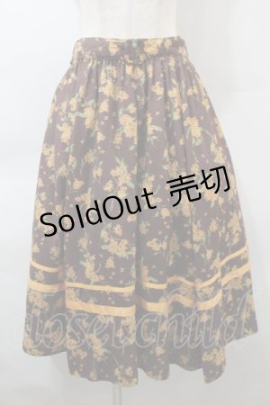画像: axes femme / キンモクセイ柄イレヘムスカート  ブラウン S-25-10-29-052-AX-SK-AS-ZS