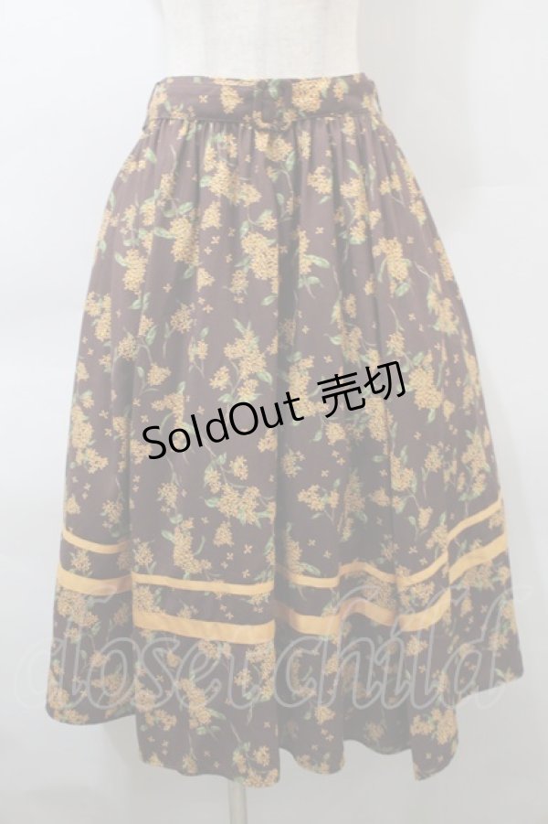 画像1: axes femme / キンモクセイ柄イレヘムスカート  ブラウン S-25-10-29-052-AX-SK-AS-ZS (1)