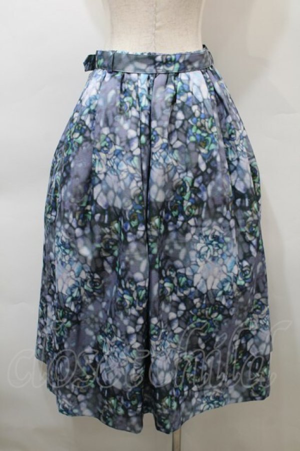画像2: axes femme / ステンドグラスランプ柄スカート  ブルー S-25-10-29-055-AX-SK-AS-ZS (2)