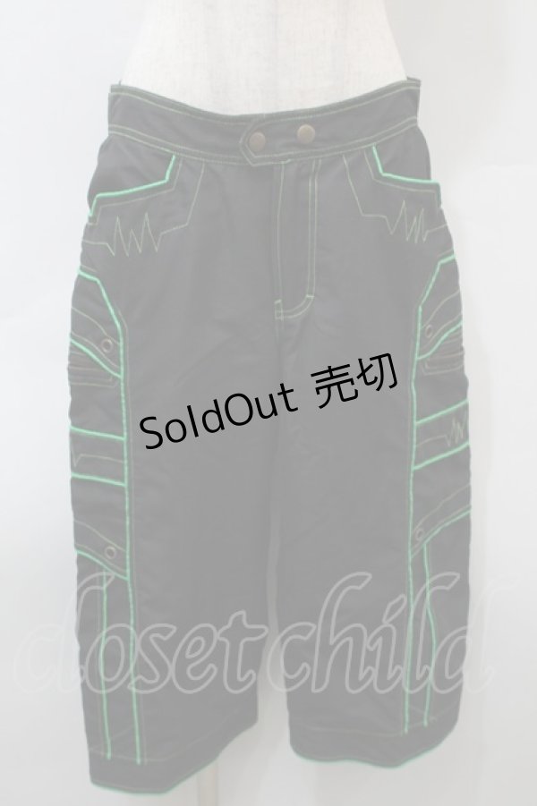 画像1: PUNK / ハーフパンツ  黒ｘグリーン S-25-10-29-058-PU-PA-HR-ZS (1)