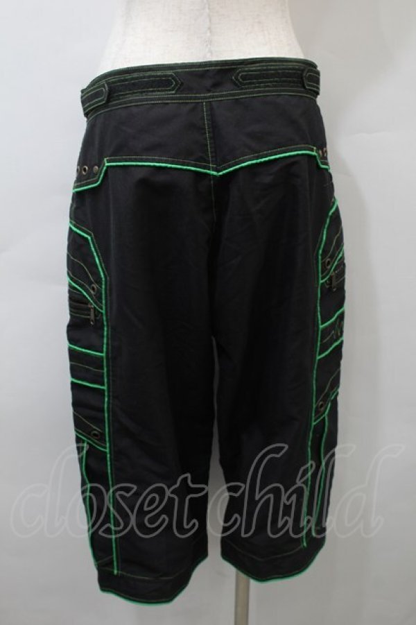 画像2: PUNK / ハーフパンツ  黒ｘグリーン S-25-10-29-058-PU-PA-HR-ZS (2)