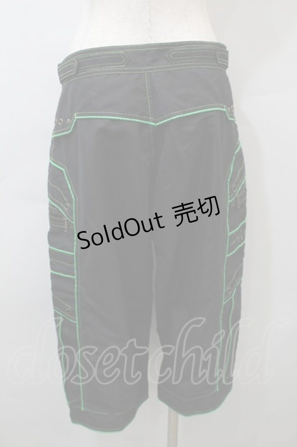 画像2: PUNK / ハーフパンツ  黒ｘグリーン S-25-10-29-058-PU-PA-HR-ZS (2)