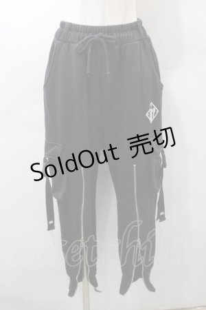 画像: KRY CLOTHING / ZIPデザインスウェットパンツ  黒 S-25-10-29-063-EL-PA-HR-ZS