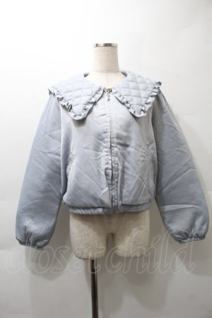 画像: axes femme POETIQUE / キルティングビッグ襟ブルゾン M サックス S-25-10-29-064-AX-JA-AS-ZS