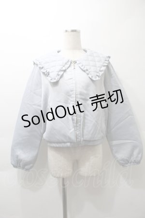 画像: axes femme POETIQUE / キルティングビッグ襟ブルゾン M サックス S-25-10-29-064-AX-JA-AS-ZS