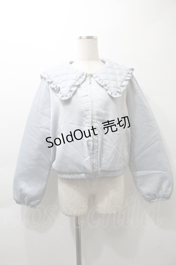 画像1: axes femme POETIQUE / キルティングビッグ襟ブルゾン M サックス S-25-10-29-064-AX-JA-AS-ZS (1)