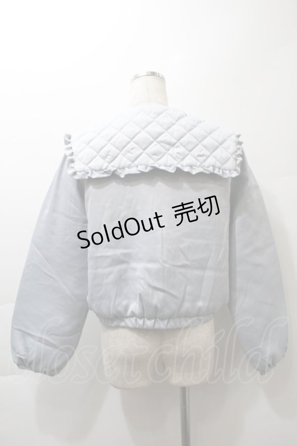 画像2: axes femme POETIQUE / キルティングビッグ襟ブルゾン M サックス S-25-10-29-064-AX-JA-AS-ZS (2)