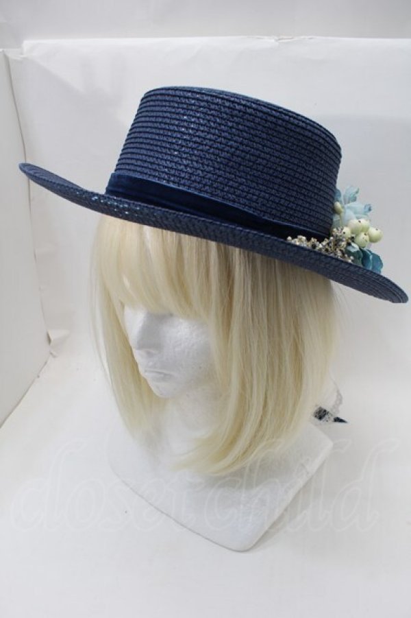 画像1: axes femme / アソートフラワーカンカン帽  紺 S-25-10-29-008-AX-AC-HR-ZS (1)
