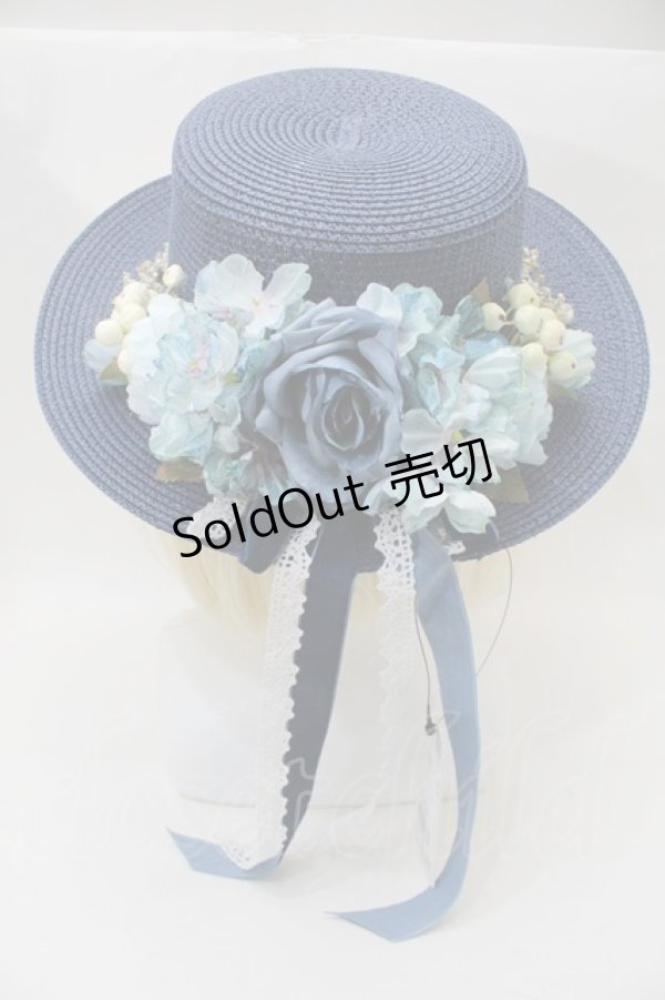 画像2: axes femme / アソートフラワーカンカン帽  紺 S-25-10-29-008-AX-AC-HR-ZS (2)