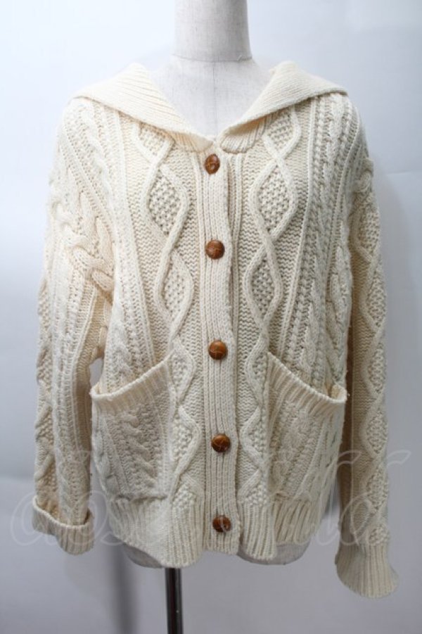 画像1: PINK HOUSE / セーラーカラーニットカーディガン  オフ S-25-10-29-018-LO-TO-AS-ZS (1)