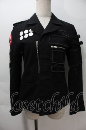 画像: STIGMATA / パンクミリタリージャケット  黒 S-25-10-29-024-GO-JA-HR-ZS