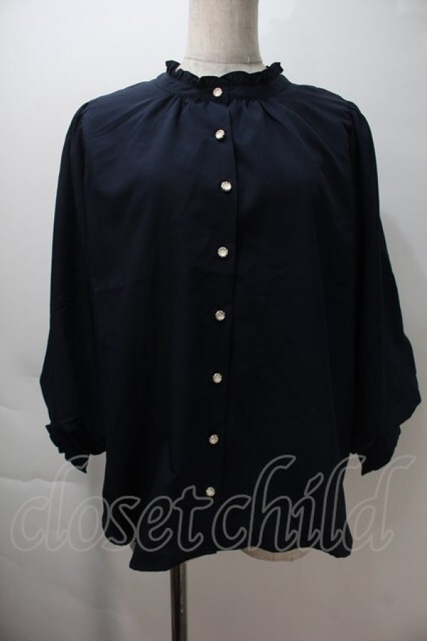 画像1: axes femme / ボリュームスリーブブラウス  紺 S-25-10-29-025-AX-BL-AS-ZS (1)