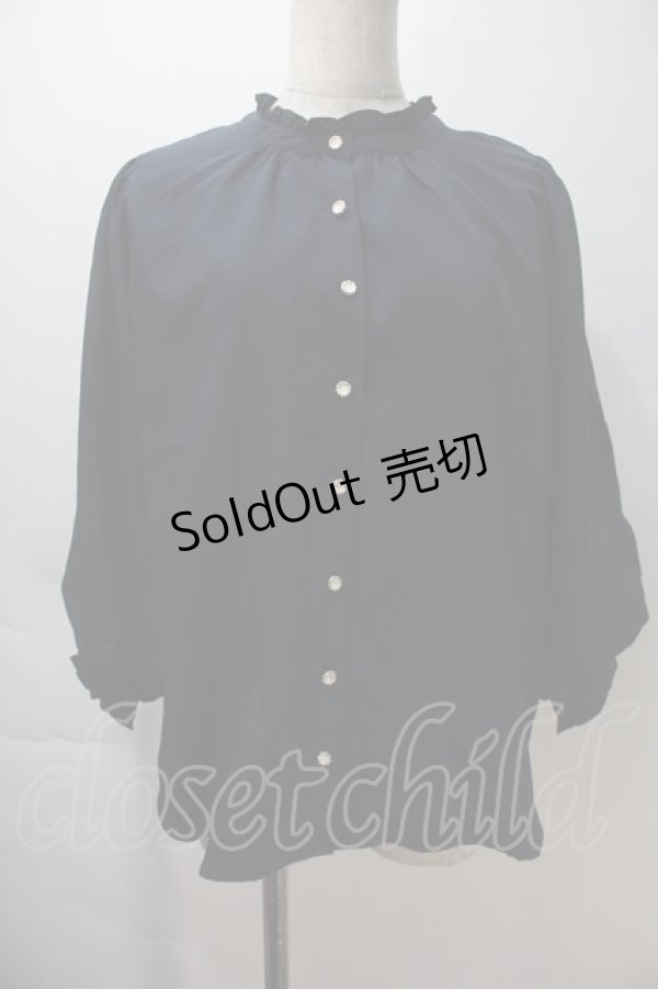 画像1: axes femme / ボリュームスリーブブラウス  紺 S-25-10-29-025-AX-BL-AS-ZS (1)