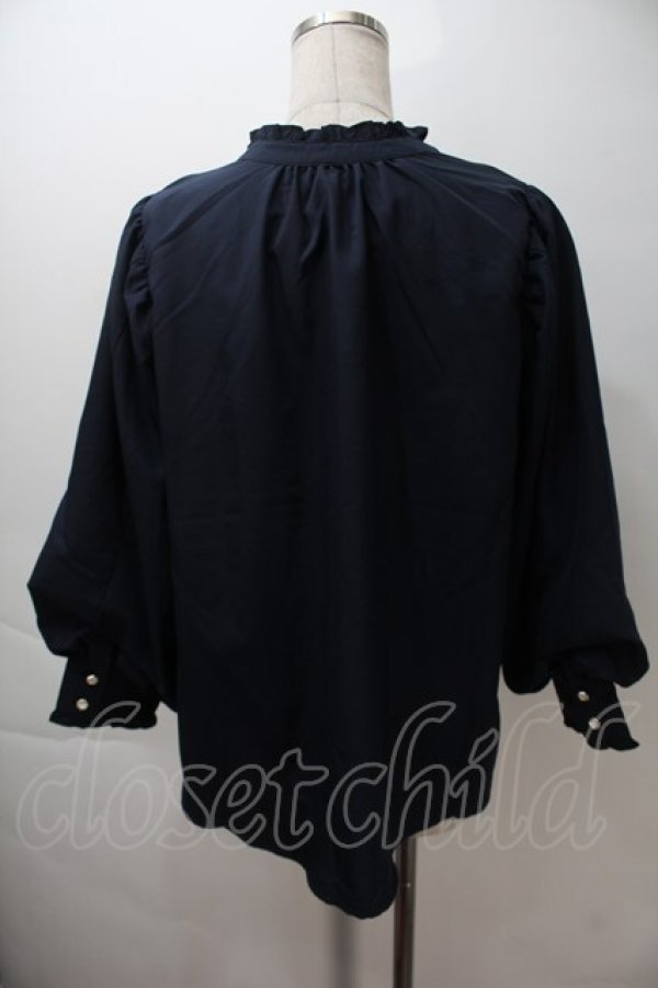画像2: axes femme / ボリュームスリーブブラウス  紺 S-25-10-29-025-AX-BL-AS-ZS (2)