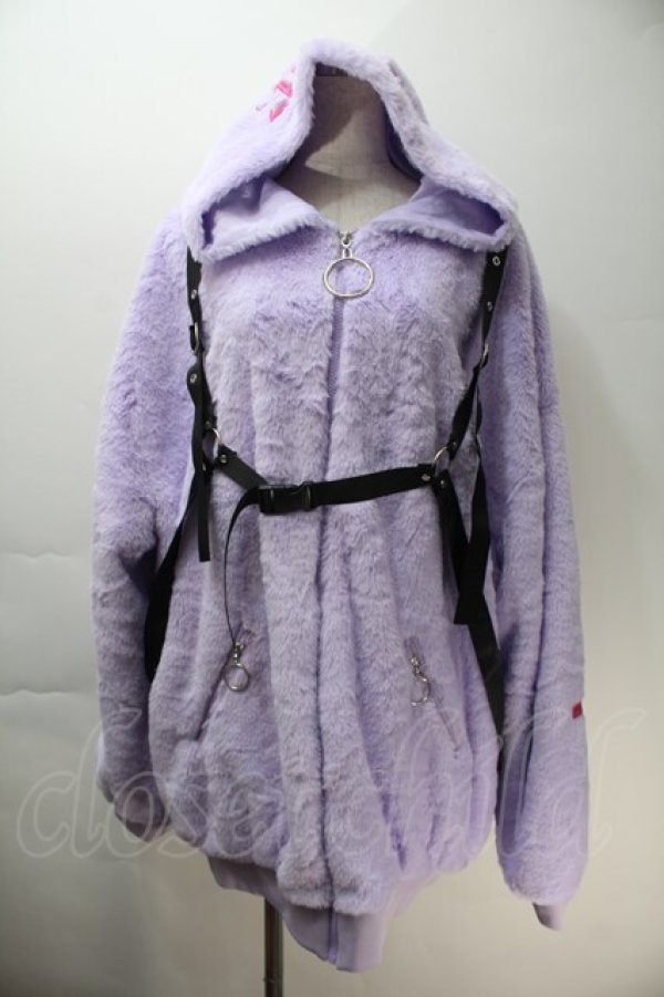 画像1: Jamie エーエヌケー / ハーネス付きファーブルゾン  パープル S-25-10-29-033-LO-JA-HR-ZS (1)