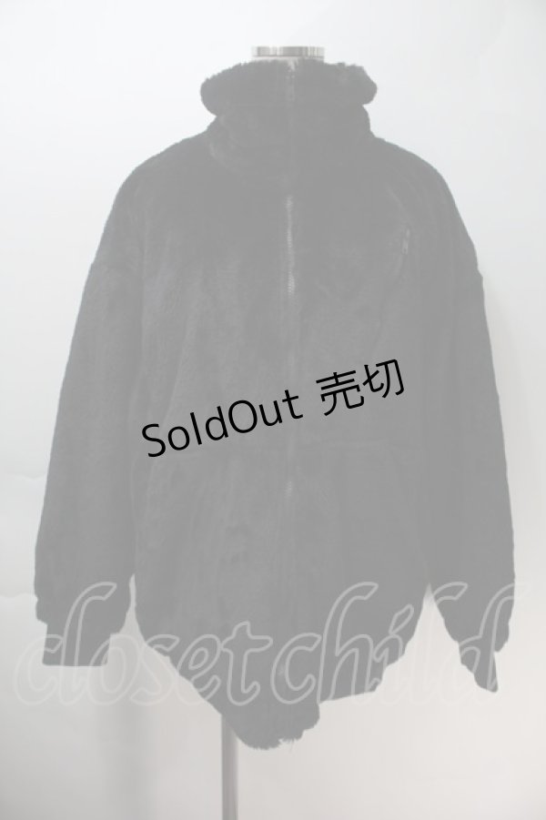 画像1: NieR Clothing / ロゴファーブルゾン  黒ｘ白 S-25-10-29-034-PU-CO-HR-ZS (1)