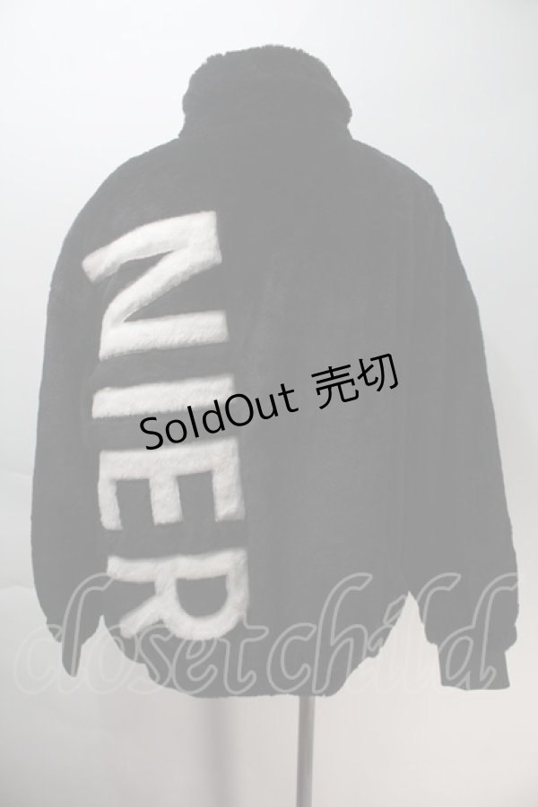 画像2: NieR Clothing / ロゴファーブルゾン  黒ｘ白 S-25-10-29-034-PU-CO-HR-ZS (2)