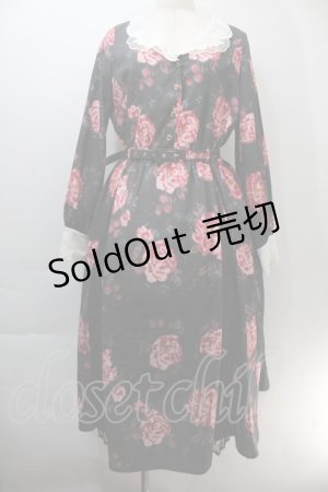 画像: axes femme NOSTALGIE / 刺繍襟花柄ワンピース  黒 S-25-10-29-043-AX-OP-AS-ZS