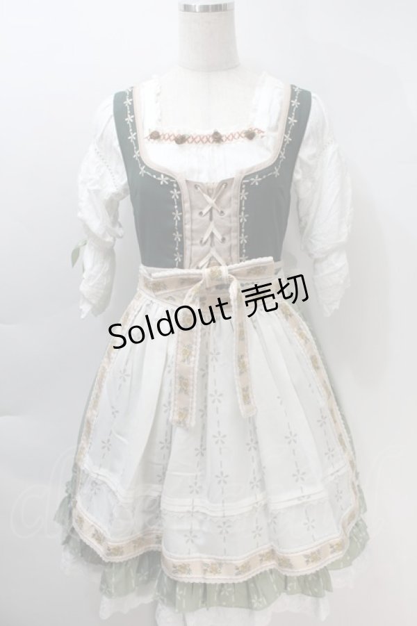 画像1: Beaver Duke / Alpine Maiden Vintageワンピース  オフｘグリーン S-25-10-30-038-LO-OP-HR-ZS (1)