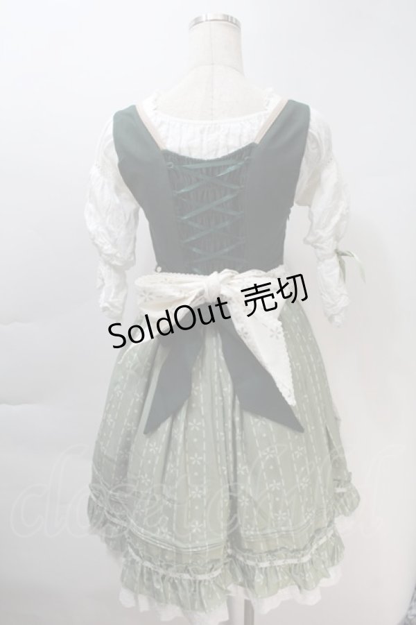 画像2: Beaver Duke / Alpine Maiden Vintageワンピース  オフｘグリーン S-25-10-30-038-LO-OP-HR-ZS (2)