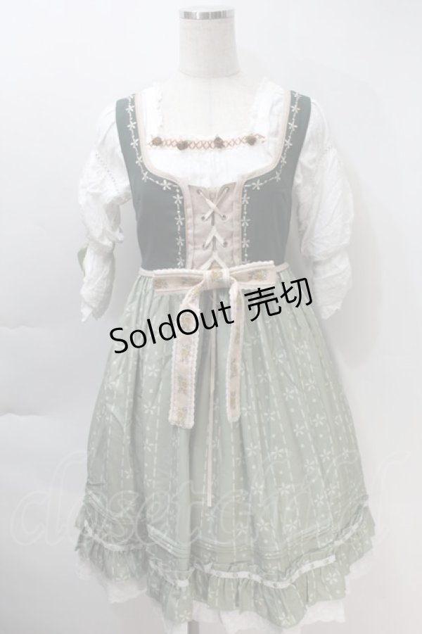 画像5: Beaver Duke / Alpine Maiden Vintageワンピース  オフｘグリーン S-25-10-30-038-LO-OP-HR-ZS (5)