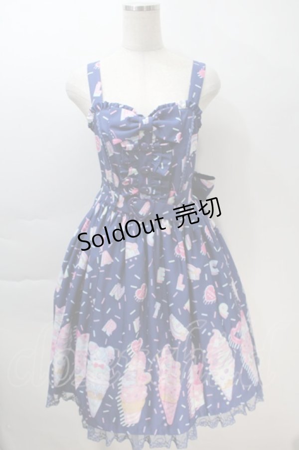 画像1: Angelic Pretty / Decoration Ice Creamジャンパースカート  紺 S-25-10-30-043-AP-OP-AS-ZS (1)