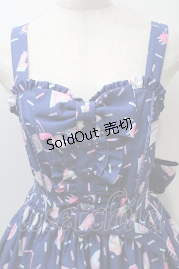 画像3: Angelic Pretty / Decoration Ice Creamジャンパースカート  紺 S-25-10-30-043-AP-OP-AS-ZS (3)