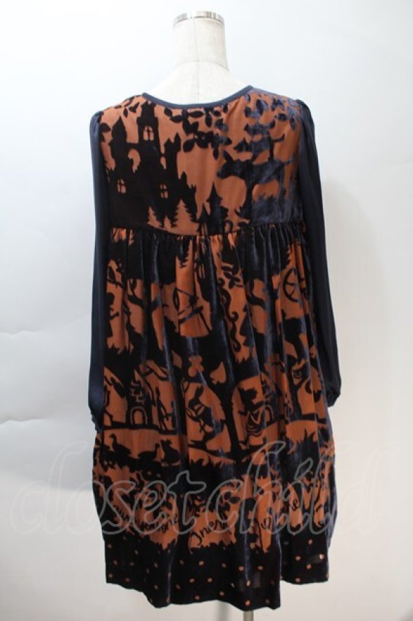 画像2: Jane Marple / フェアリーテイルオパールミニワンピース  ブラウンｘ紺 S-25-10-30-045-JM-OP-AS-ZS (2)