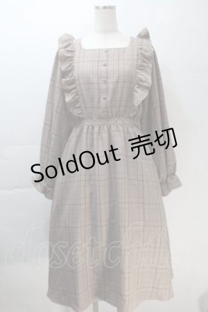 画像: m petit by misako / CHKフリルOPナガ ワンピース M ブラウン S-25-10-30-047-LO-OP-AS-ZS