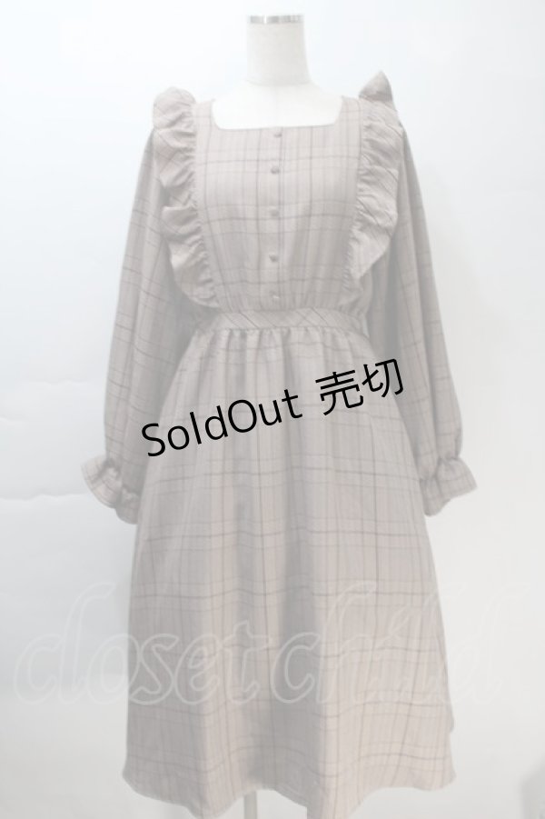 画像1: m petit by misako / CHKフリルOPナガ ワンピース M ブラウン S-25-10-30-047-LO-OP-AS-ZS (1)