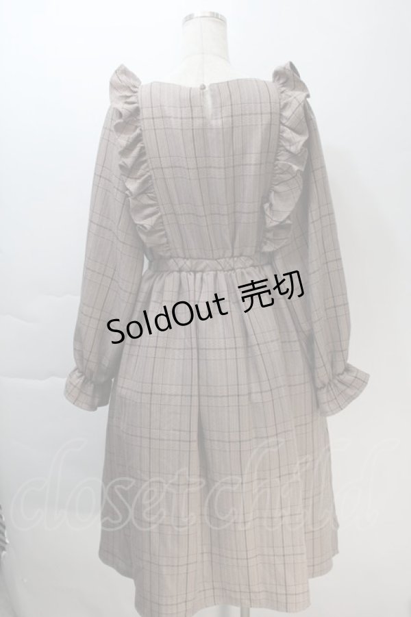 画像2: m petit by misako / CHKフリルOPナガ ワンピース M ブラウン S-25-10-30-047-LO-OP-AS-ZS (2)