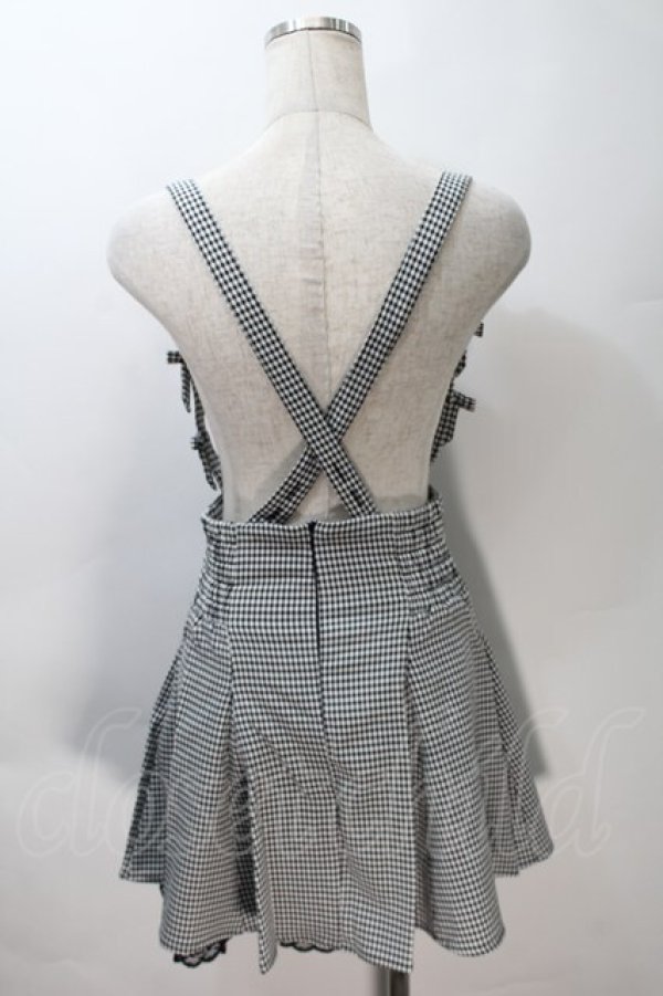 画像2: pium / ショルダーリボンサス付きフレアスカート  黒ｘ白 S-25-10-30-050-LO-TO-HR-ZS (2)