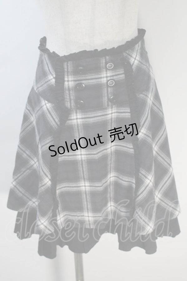 画像1: PEACE NOW / チェックスカート  黒 S-25-10-30-055-PU-SK-HR-ZS (1)