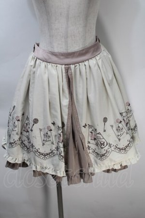 画像: axes femme / カード刺繍スカート  キナリｘベージュ S-25-10-30-058-AX-SK-HR-ZS