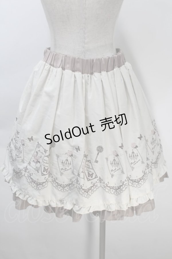 画像2: axes femme / カード刺繍スカート  キナリｘベージュ S-25-10-30-058-AX-SK-HR-ZS (2)