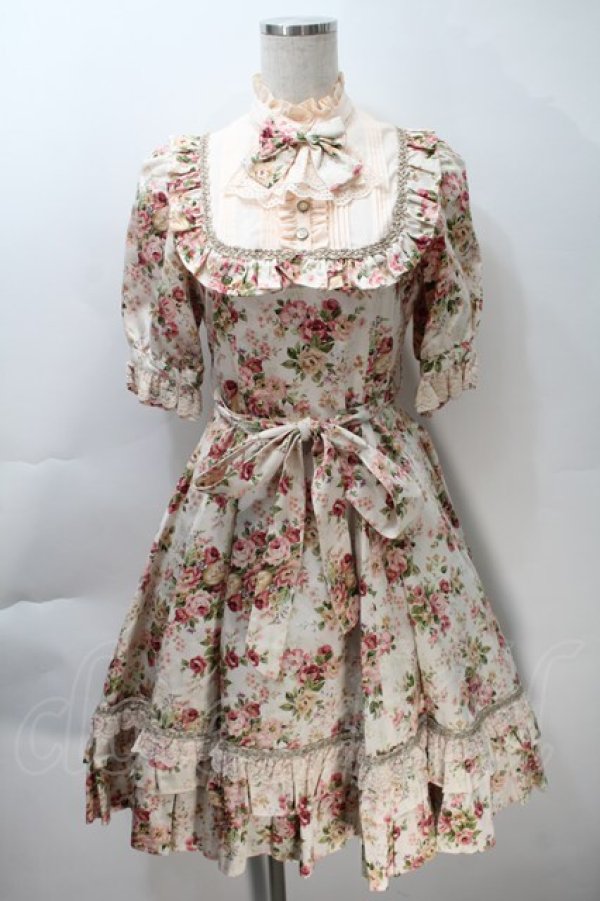 画像1: Victorian maiden / ロココブーケクラシカルドールパフスリーブドレス  ロココピーチ S-25-10-30-1006-CL-OP-AS-ZS (1)