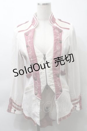 画像: Ozz oneste / フロントZIPジャケット  白ｘピンク S-25-10-30-1003-OO-JA-AS-ZS