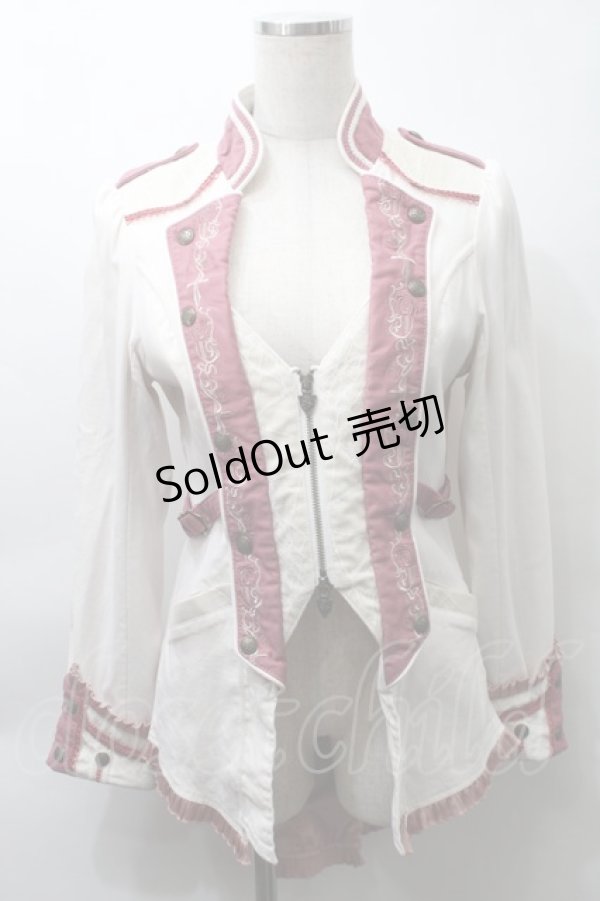 画像1: Ozz oneste / フロントZIPジャケット  白ｘピンク S-25-10-30-1003-OO-JA-AS-ZS (1)