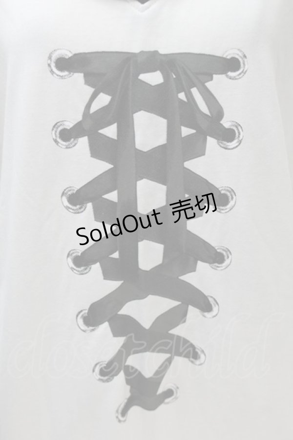 画像3: LISTEN FLAVOR / レースアップリボンセーラーワンピース  白ｘ黒 S-25-10-30-016-PU-OP-HR-ZS (3)